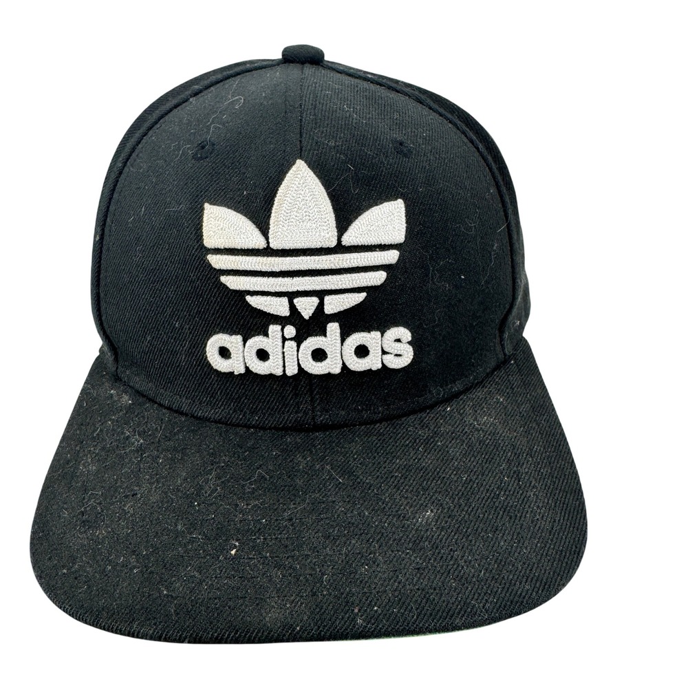 Adidas Originals Snapback Hat Mens OSFA Black Trefoil Logo Flat Brim RN 90288